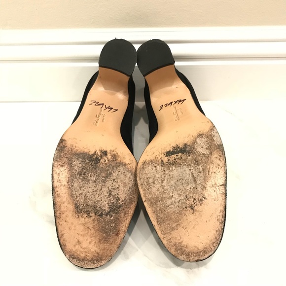 Ferragamo black suede crisscross block heels black - Picture 4 of 7